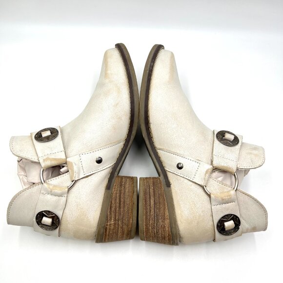 Chinese Laundry Womens Size 6.5 Cream Distressed‎ Western Ankle Boots Shoes - Picture 8 of 14